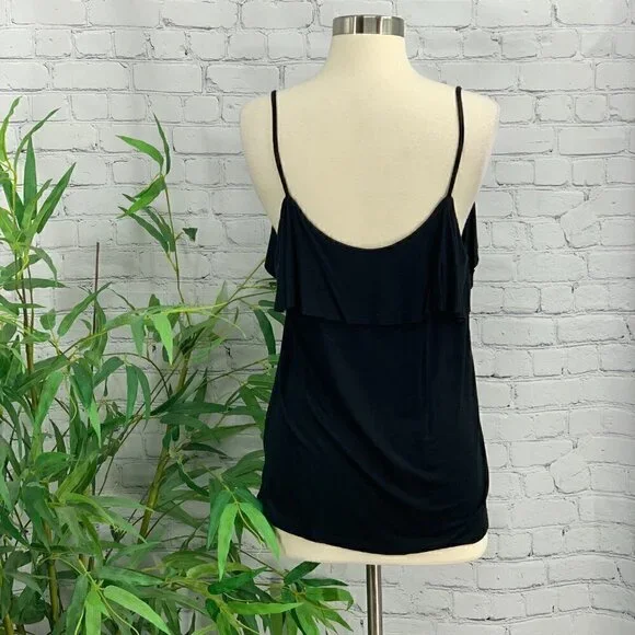 Double Zero Black Camisole w/ Ruffle Detail - Picture 4 of 7